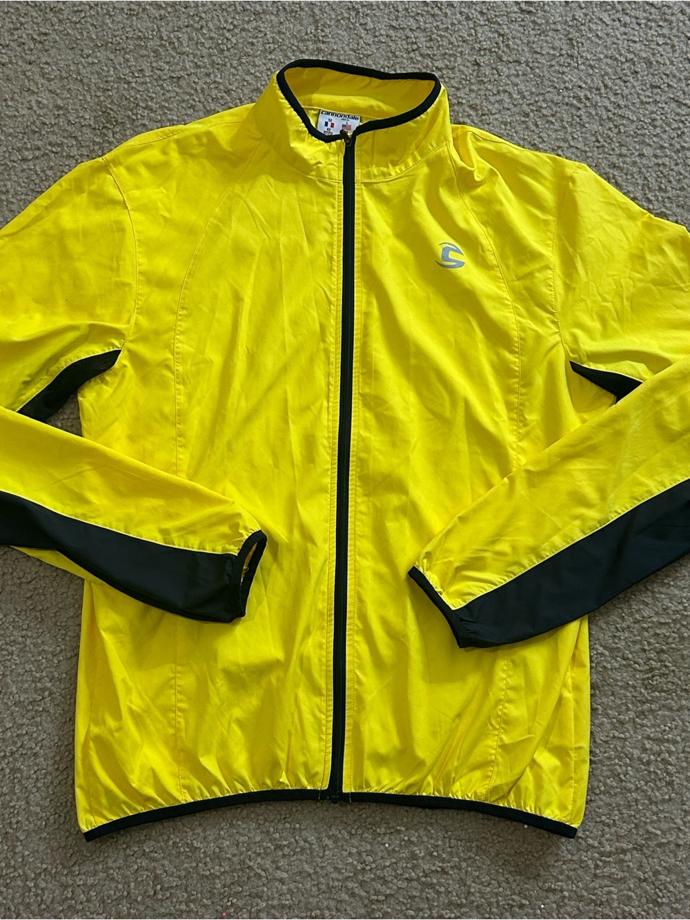 VTG Cannondale Yellow Cycling Full Zip Jacket Men’s Large Windbreaker Bike Retro
